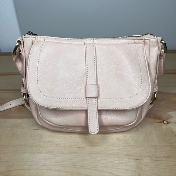 Anthropologie Delancey Crossbody Bag Vegan Leather Soft Pink Purse Chic Classic - Picture 3 of 9